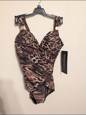 NWT Miraclesuit Siren One Piece Swimsuit Leopard Ocicat Size 6